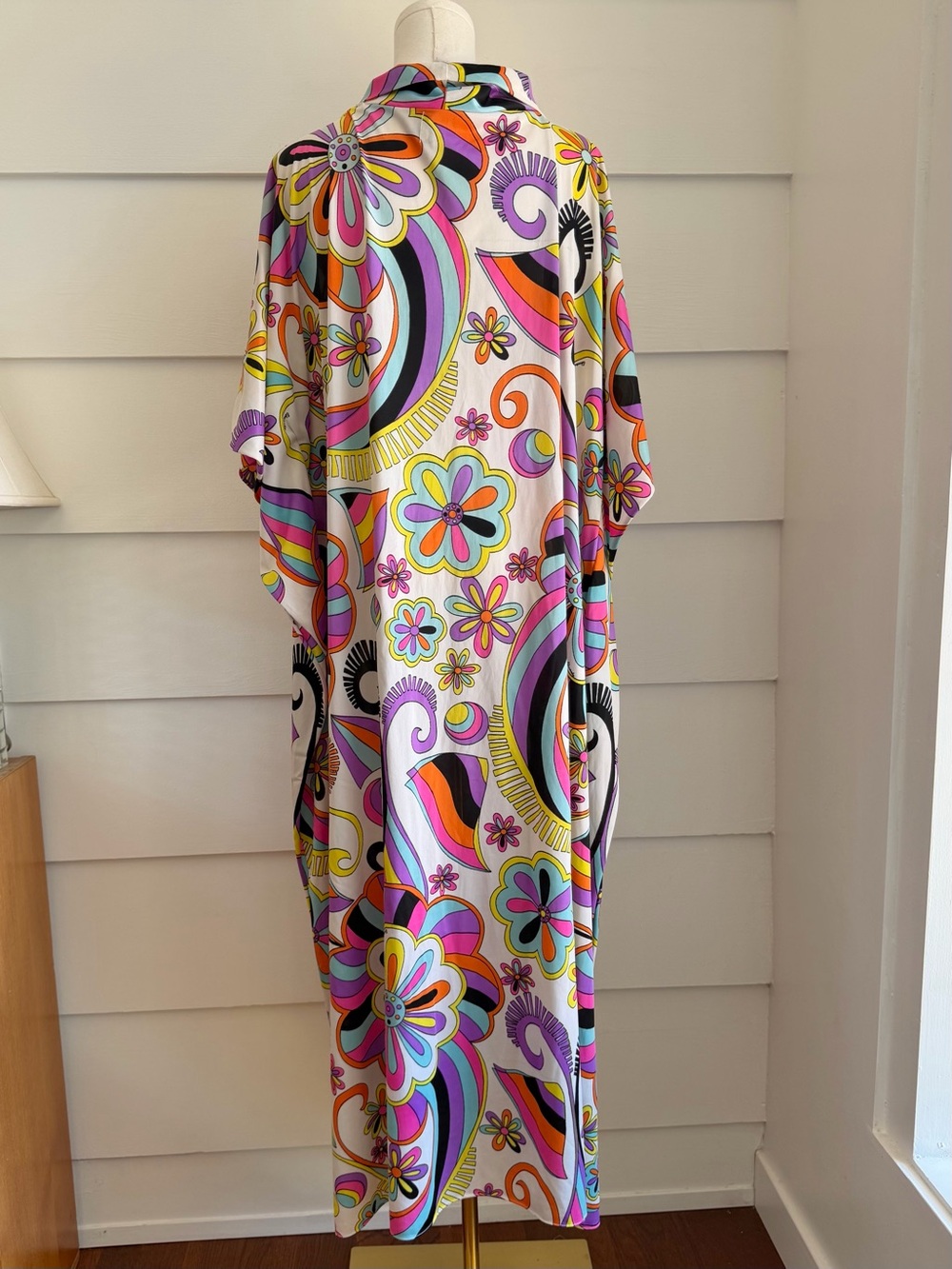 Vintage 1970s Butterfield 8 by Eduardo Psychedelic Floral Kaftan Maxi Dress - Picture 4 of 11
